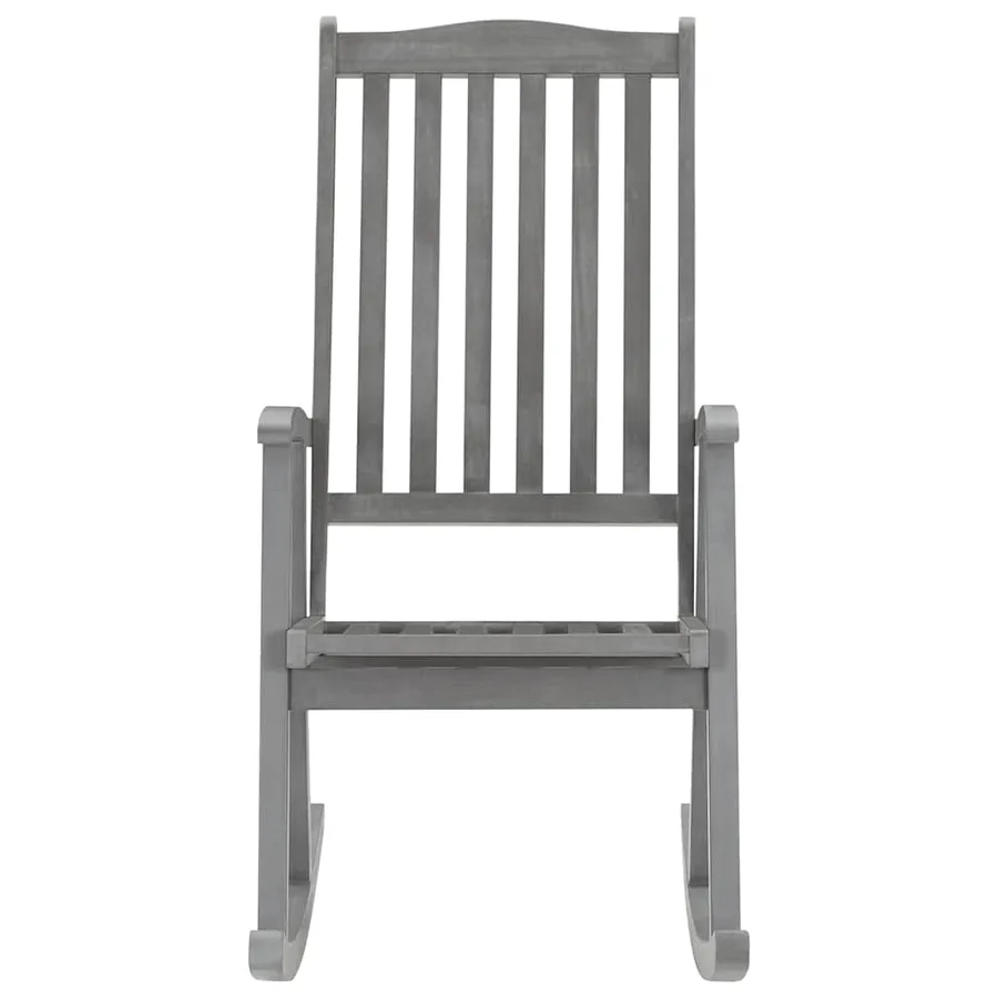 Chaise à bascule avec coussins Gris Bois d'acacia massif - 3