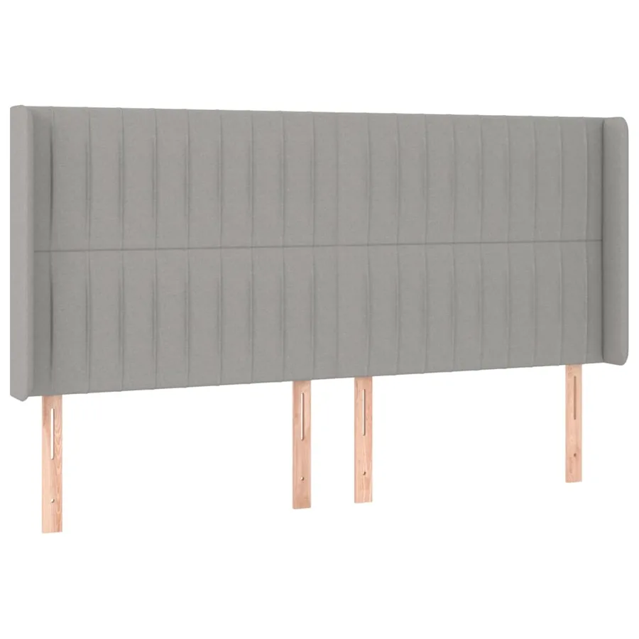 Tête de lit avec oreilles Gris clair 203x16x118/128 cm Tissu - 2