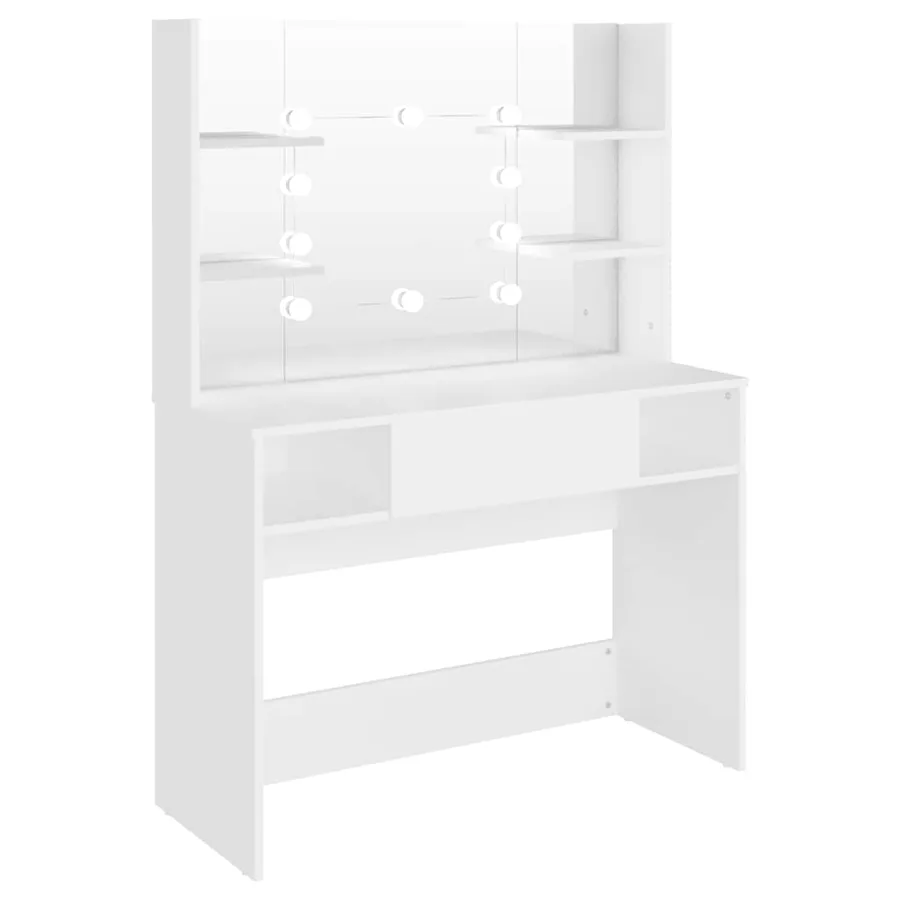 Table de maquillage avec éclairage LED 100x40x135 cm MDF Blanc - 2