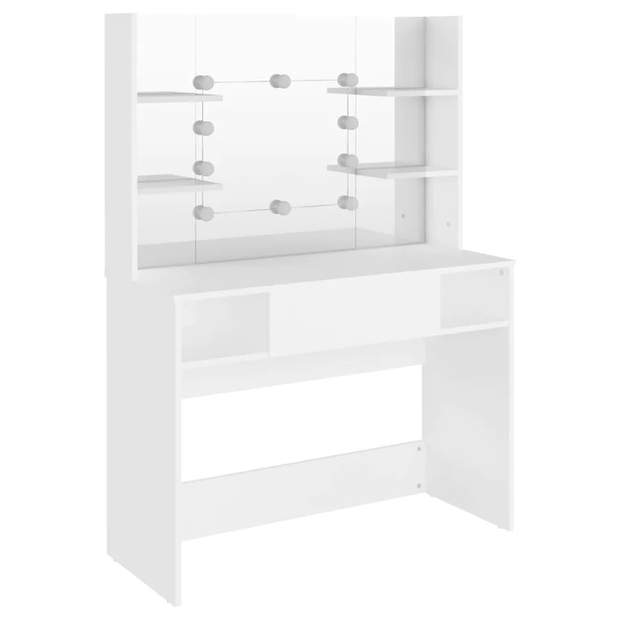 Table de maquillage avec éclairage LED 100x40x135 cm MDF Blanc - 5