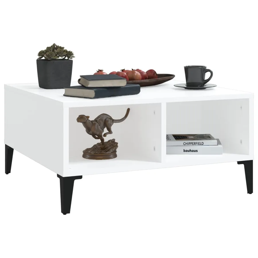 Table basse blanc 60x60x30 cm bois d'ingénierie - 5