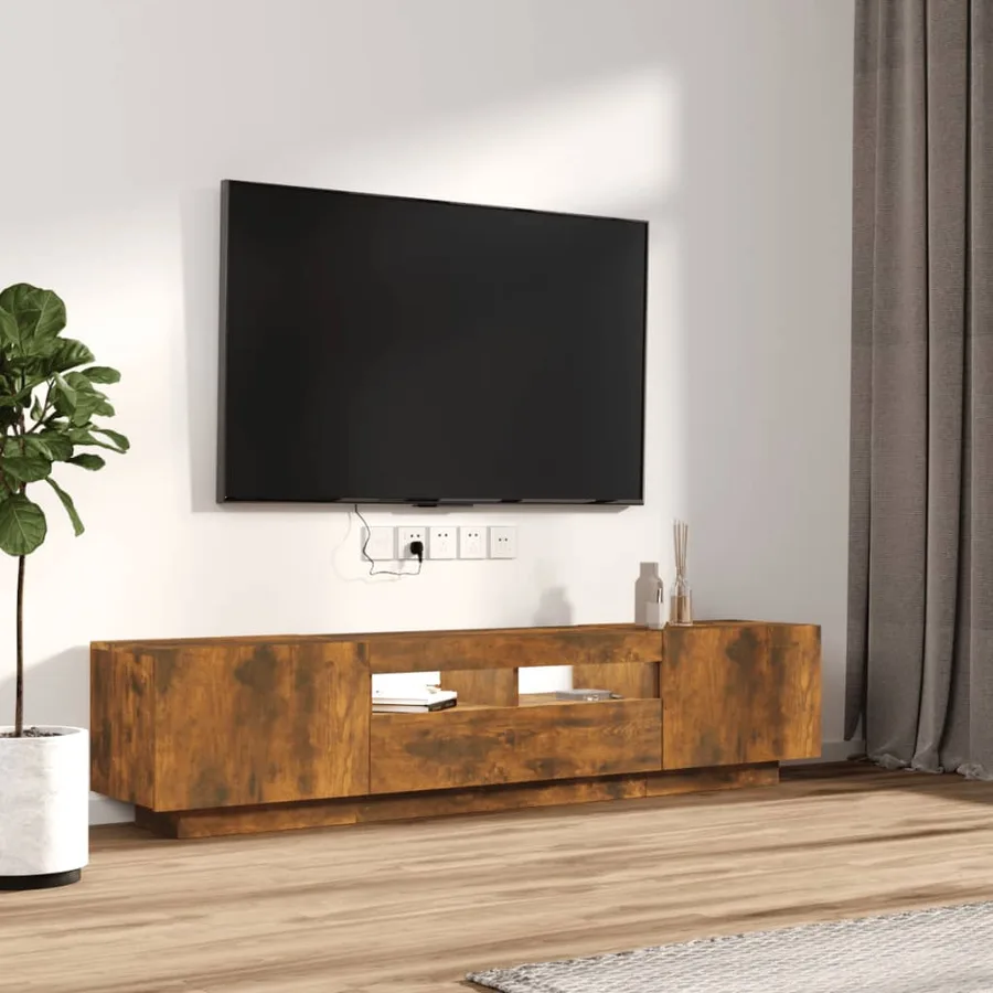 Ensemble de meubles TV avec lumières LED 2 pcs Chêne fumé - 5