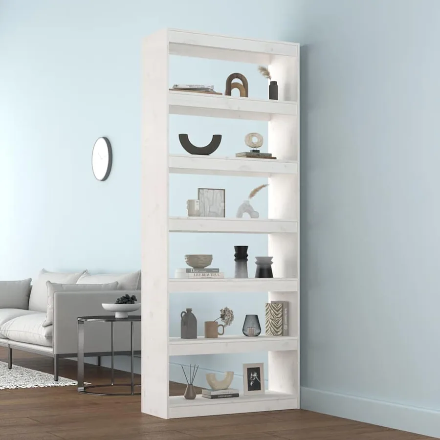 Bibliothèque/Séparateur de pièce Blanc 80x30x199,5cm Pin massif - 3