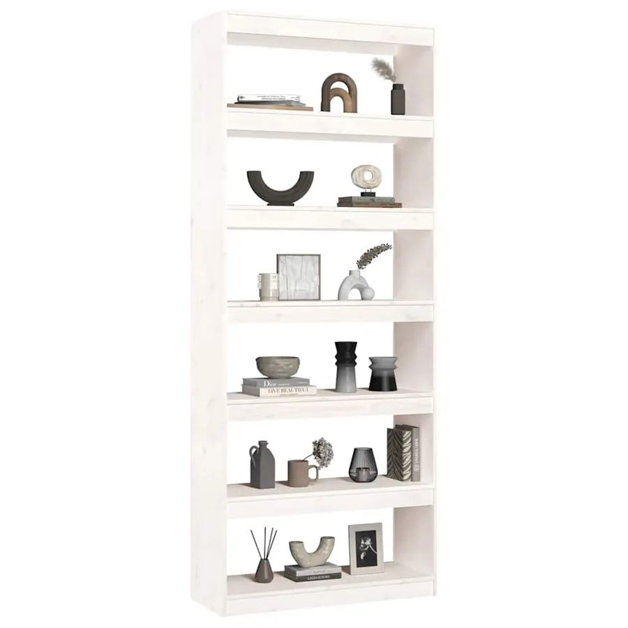 Bibliothèque/Séparateur de pièce Blanc 80x30x199,5cm Pin massif - 4