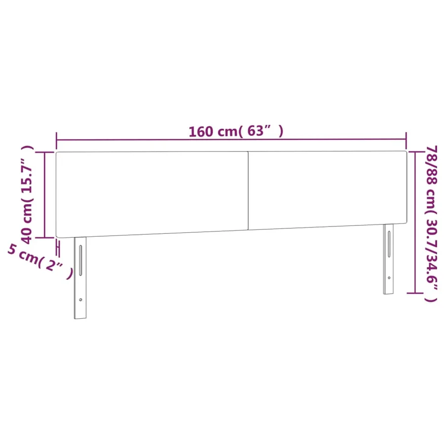 Têtes de lit Gris foncé 160x5x78/88 cm Tissu - 8