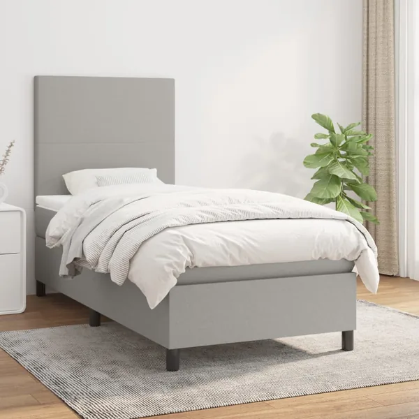 Sommier à lattes de lit avec matelas Gris clair 80x200 cm Tissu
