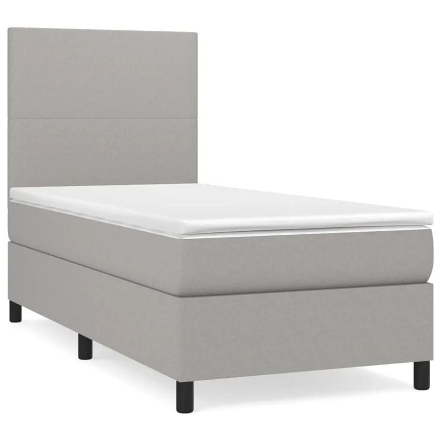 Sommier à lattes de lit avec matelas Gris clair 80x200 cm Tissu - 2