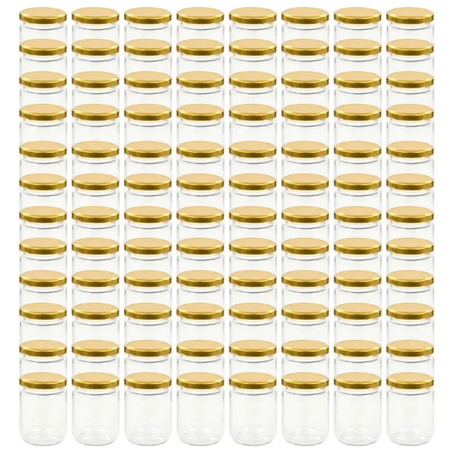 Pots à confiture avec couvercle doré 96 pcs Verre 230 ml - 2