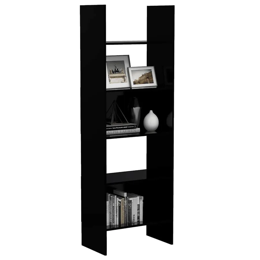 Bibliothèque Noir 60x35x180 cm Bois d’ingénierie - 5