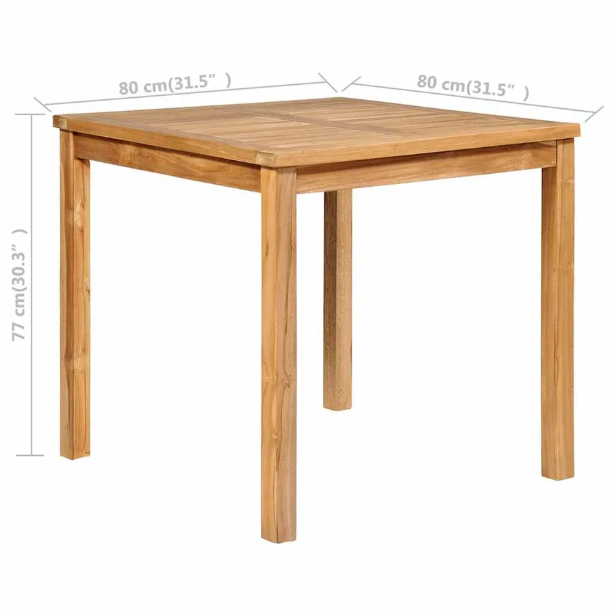 Ensemble de salle à manger de jardin 5 pièces 80 x 80 cm en bois de teck massif - 16