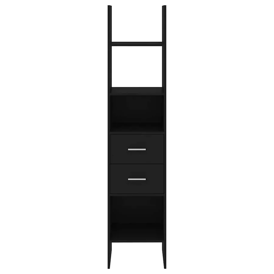 Bibliothèque Noir 40x35x180 cm Bois d’ingénierie - 4