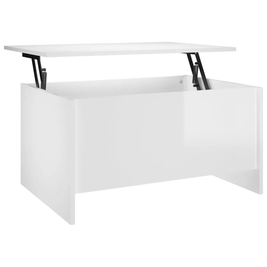 Table basse blanc brillant 80x55,5x41,5 cm bois d'ingénierie - 2