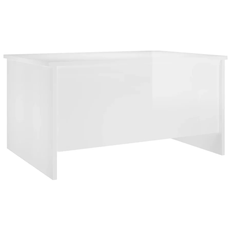 Table basse blanc brillant 80x55,5x41,5 cm bois d'ingénierie - 3