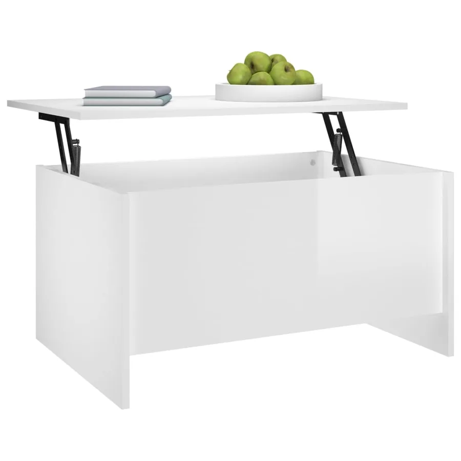 Table basse blanc brillant 80x55,5x41,5 cm bois d'ingénierie - 6