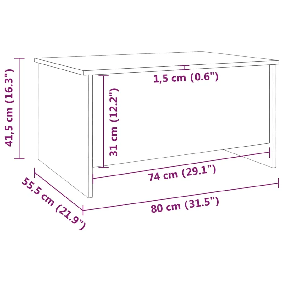 Table basse blanc brillant 80x55,5x41,5 cm bois d'ingénierie - 8