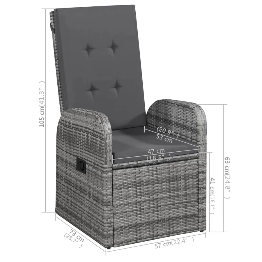Ensemble à manger de jardin 5 pcs Gris - 11