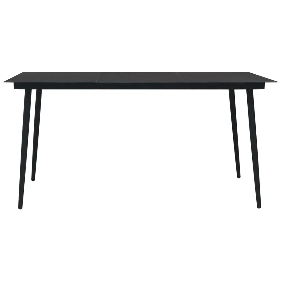Table à dîner de jardin Noir 150x80x74 cm Acier et verre - 2