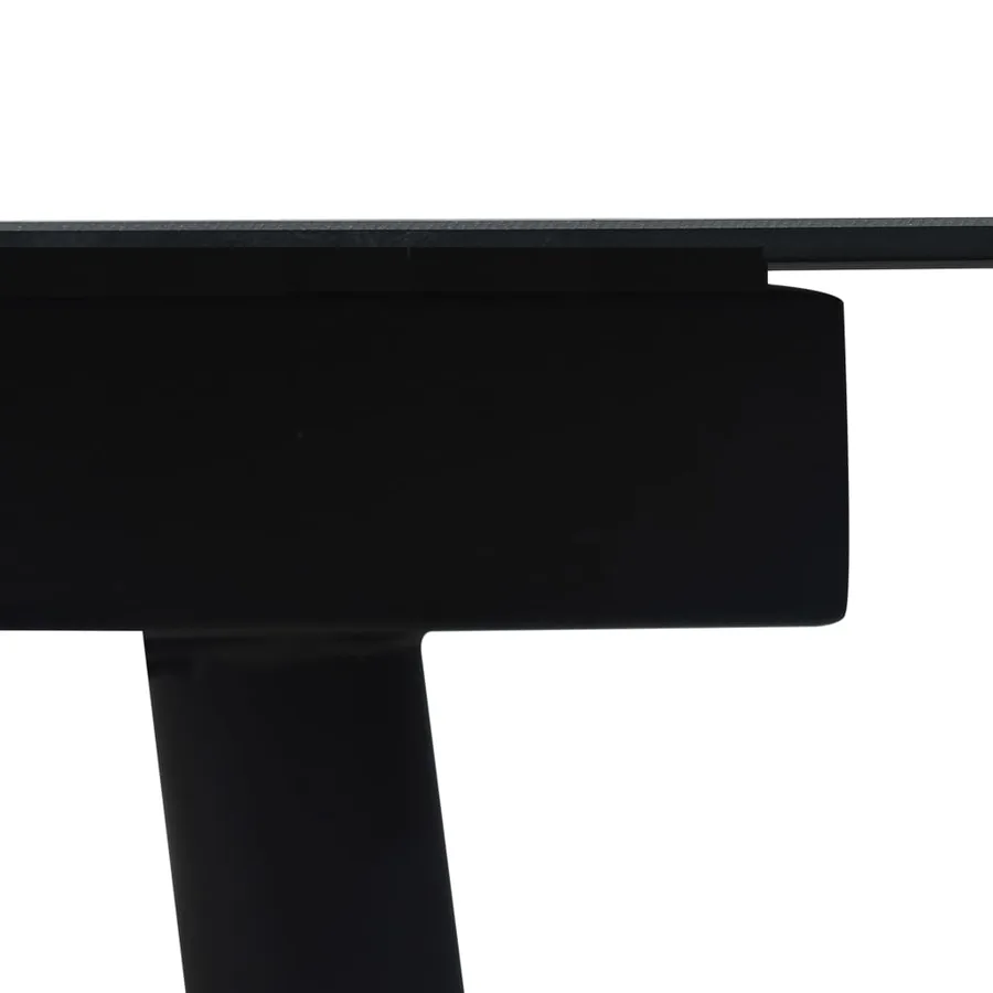 Table à dîner de jardin Noir 150x80x74 cm Acier et verre - 3