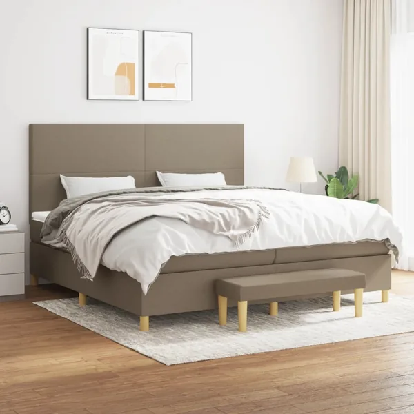 Sommier à lattes de lit avec matelas Taupe 200x200 cm Tissu