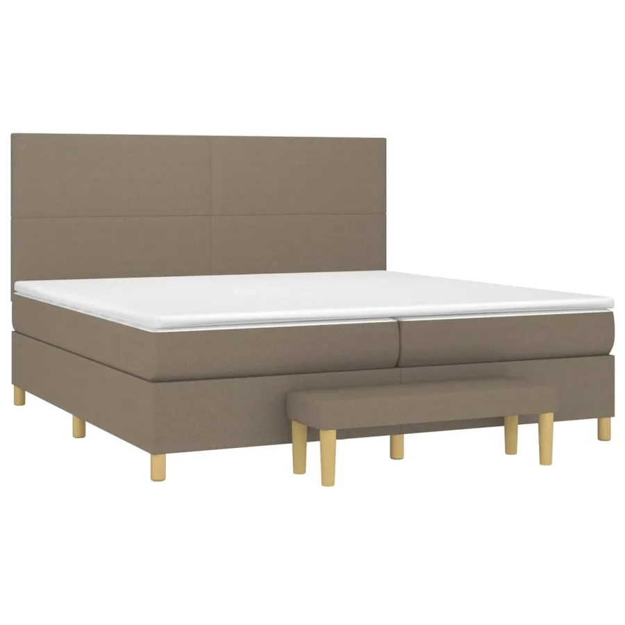 Sommier à lattes de lit avec matelas Taupe 200x200 cm Tissu - 3