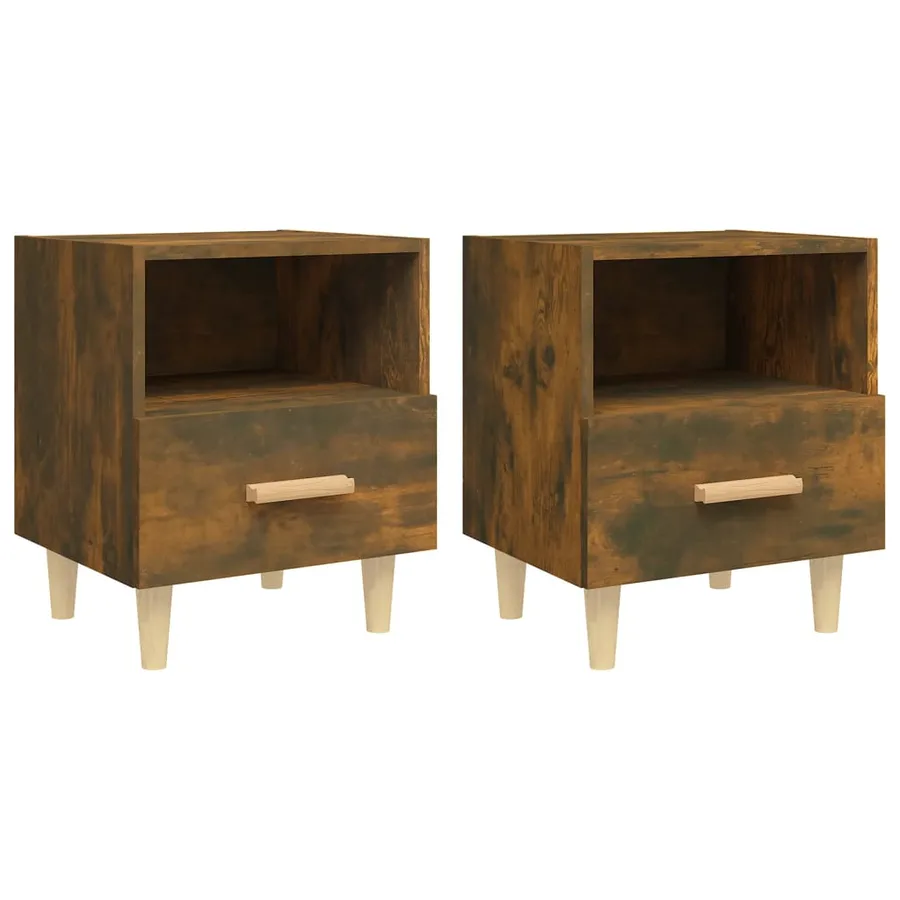 Tables de chevet 2 pcs Chêne fumé 40x35x47 cm - 2