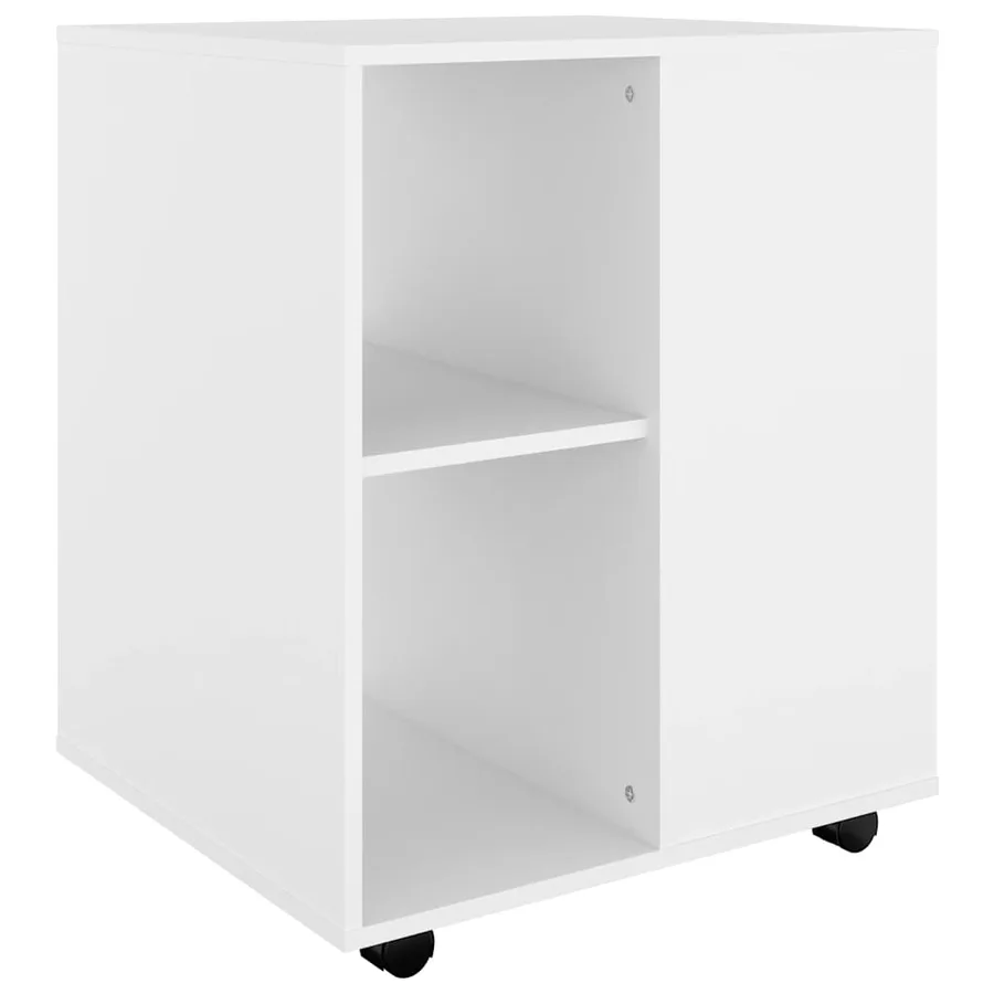 Armoire à roulettes Blanc 60x53x72 cm Bois d’ingénierie - 2
