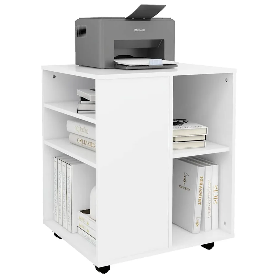 Armoire à roulettes Blanc 60x53x72 cm Bois d’ingénierie - 7