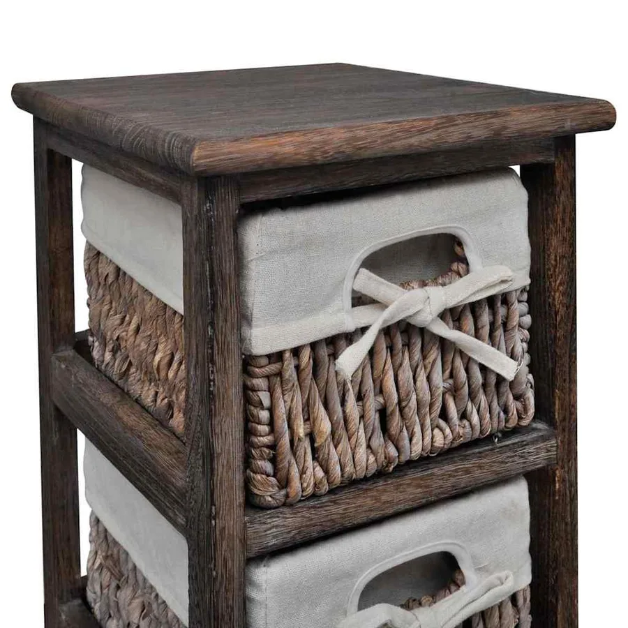 Étagère de rangement en bois 5 paniers en tissage Marron - 2
