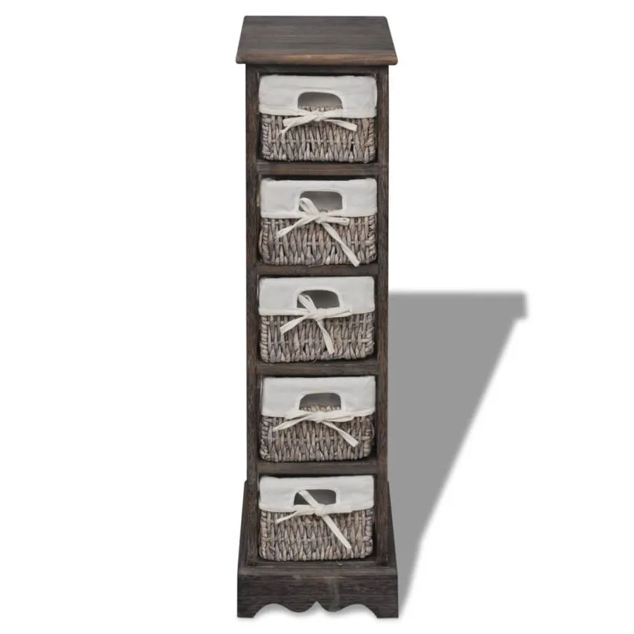Étagère de rangement en bois 5 paniers en tissage Marron - 4