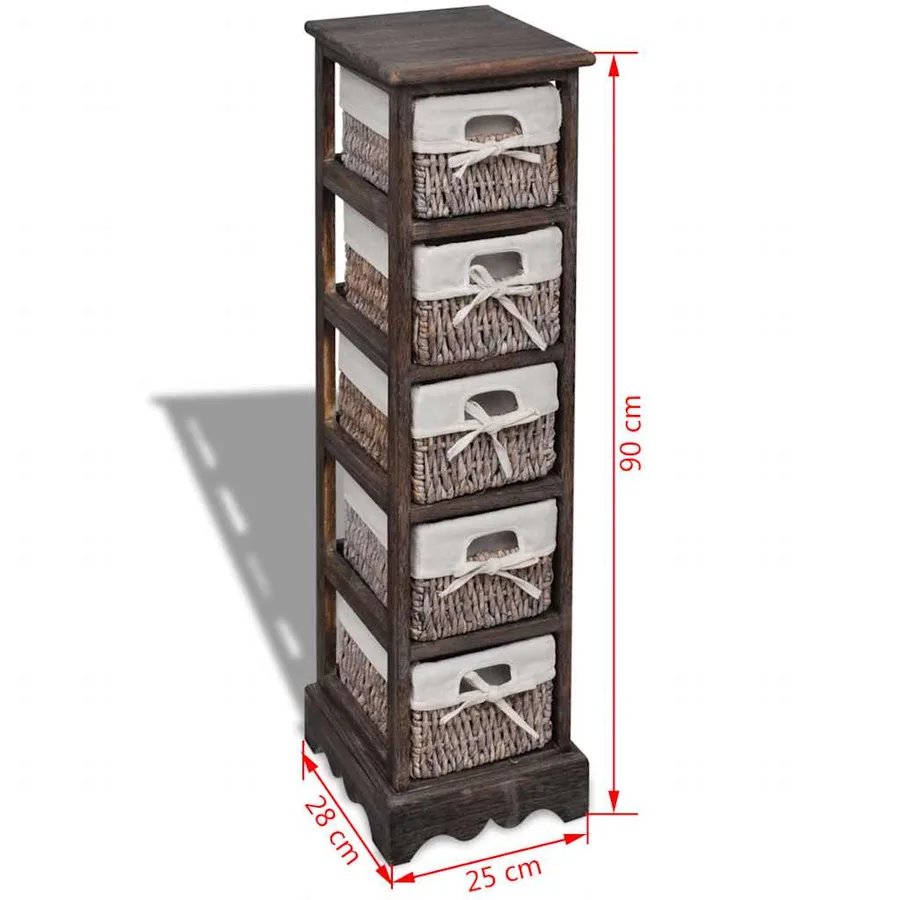 Étagère de rangement en bois 5 paniers en tissage Marron - 6