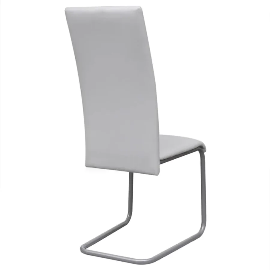 Chaises à manger cantilever lot de 2 blanc similicuir - 5