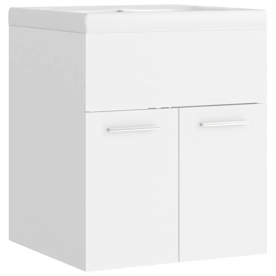 Armoire d'évier avec lavabo intégré Blanc Aggloméré - 2