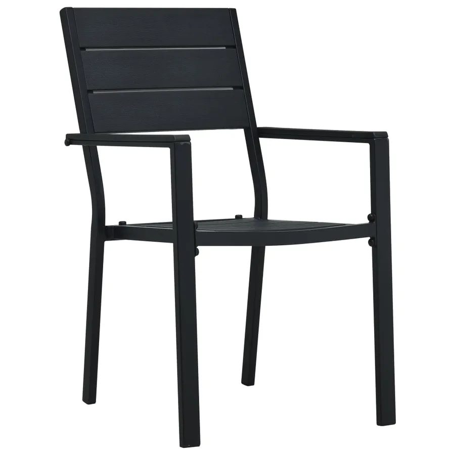 Chaises de jardin lot de 2 Noir PEHD Aspect de bois - 2