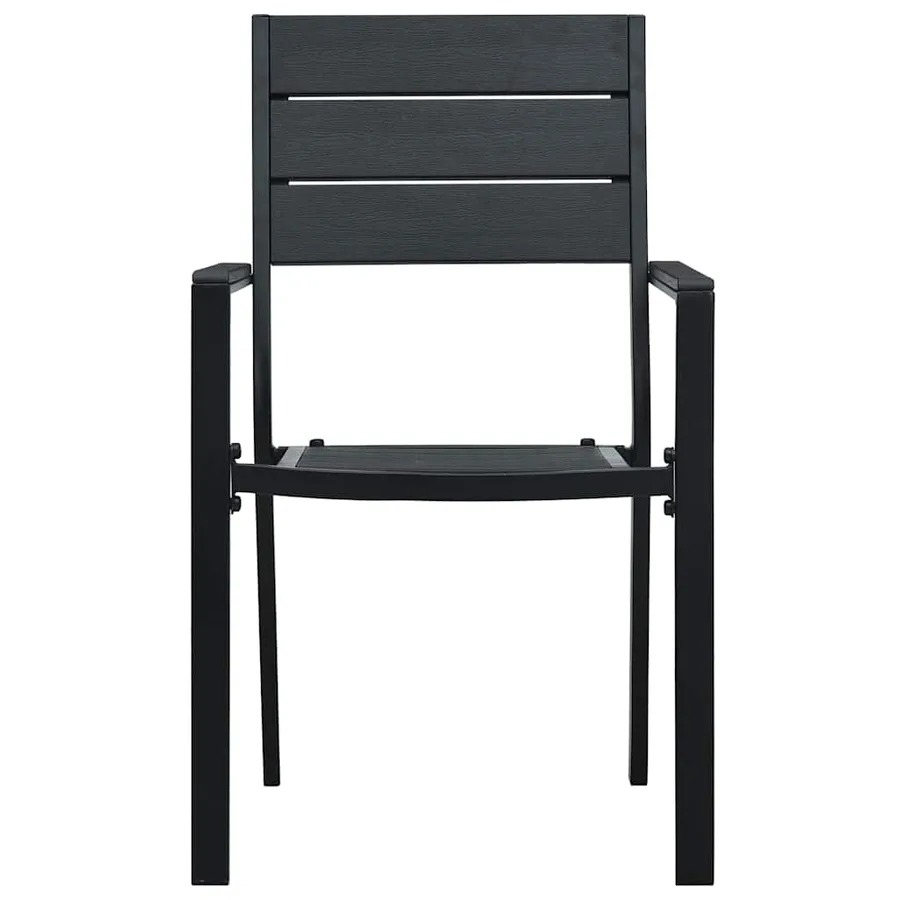 Chaises de jardin lot de 2 Noir PEHD Aspect de bois - 3
