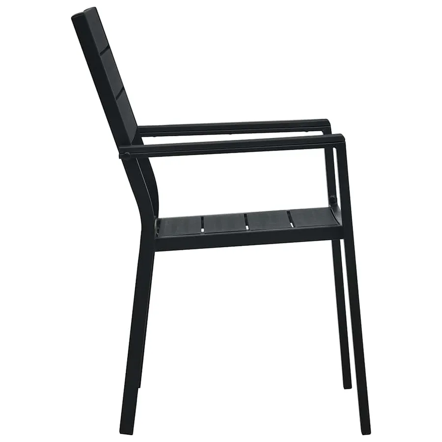 Chaises de jardin lot de 2 Noir PEHD Aspect de bois - 4