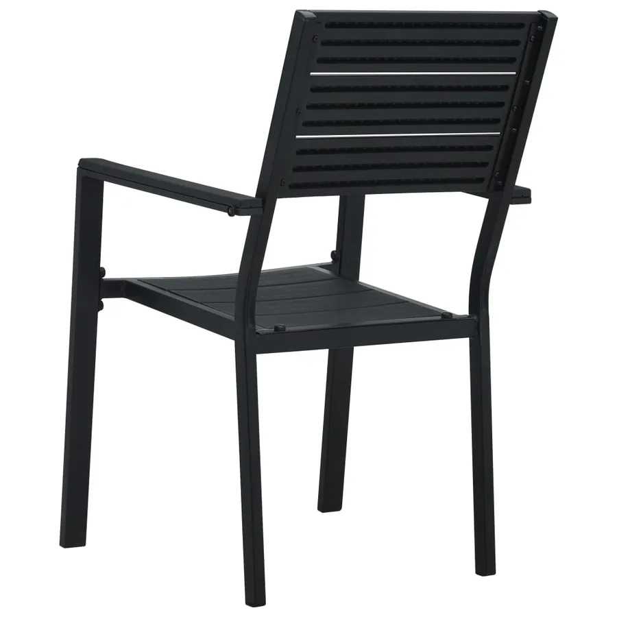 Chaises de jardin lot de 2 Noir PEHD Aspect de bois - 5