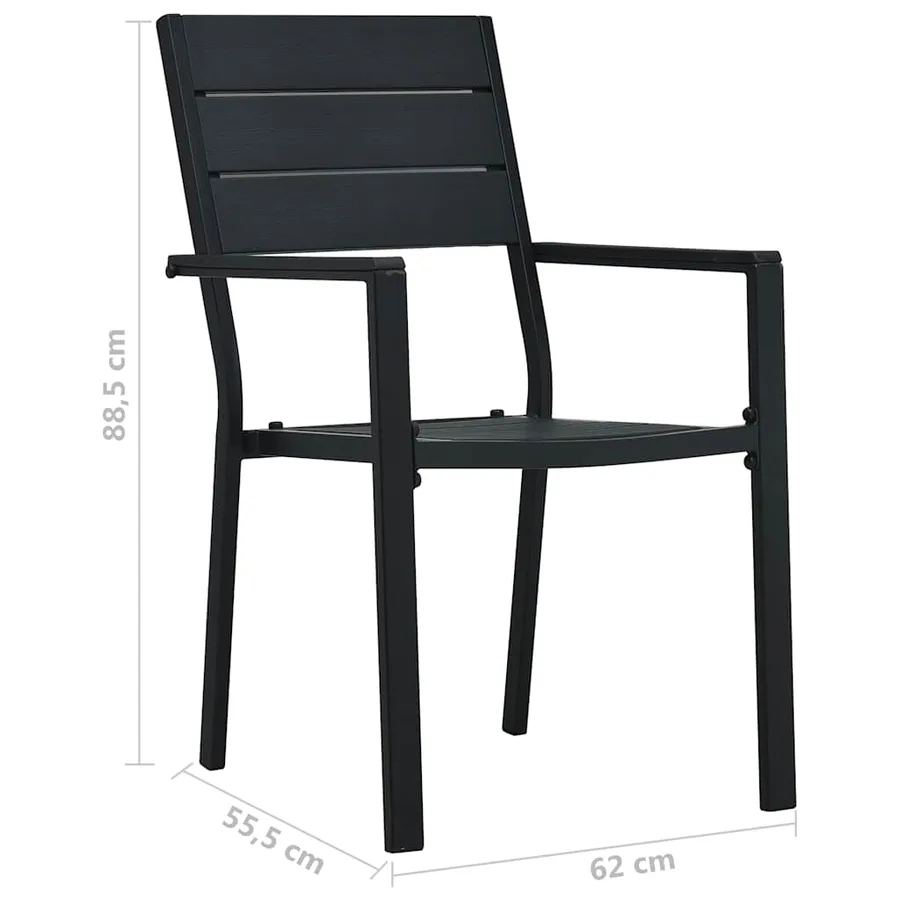 Chaises de jardin lot de 2 Noir PEHD Aspect de bois - 9