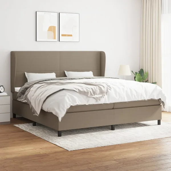 Sommier à lattes de lit avec matelas Taupe 200x200 cm Tissu