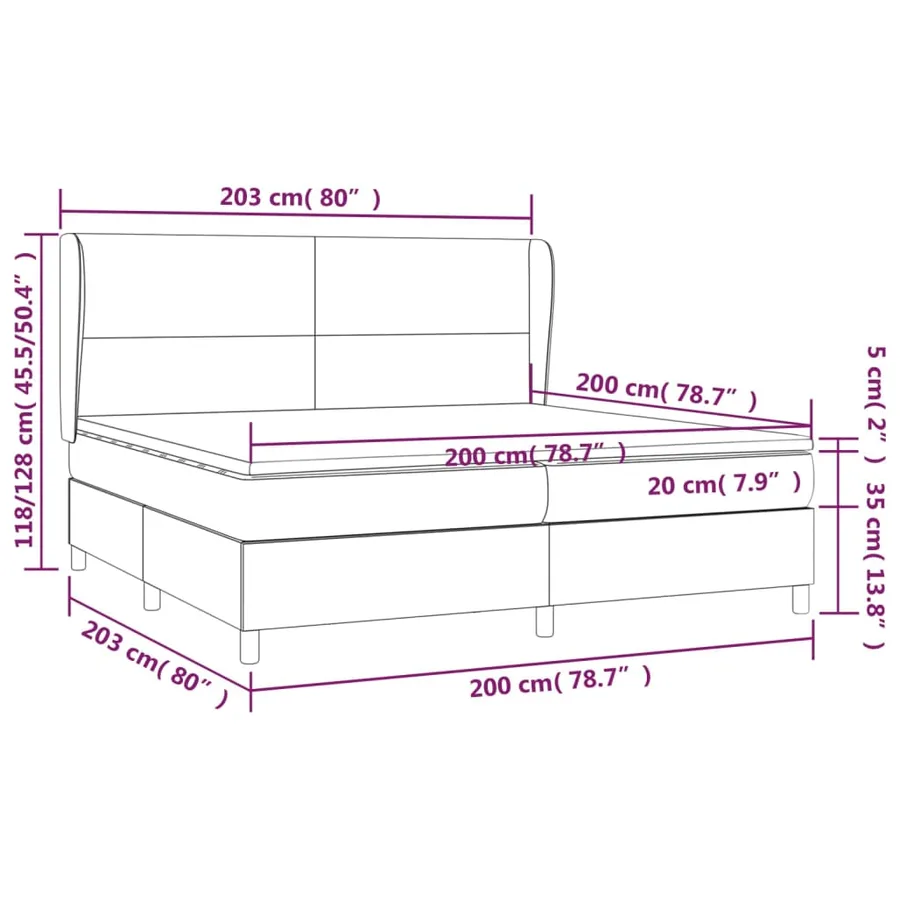 Sommier à lattes de lit avec matelas Taupe 200x200 cm Tissu - 7
