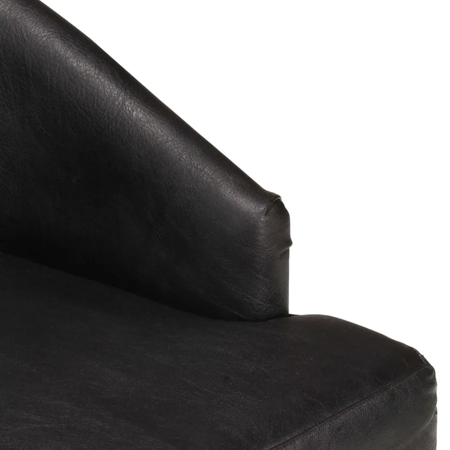 Chaises à manger lot de 4 noir cuir de chèvre véritable - 7