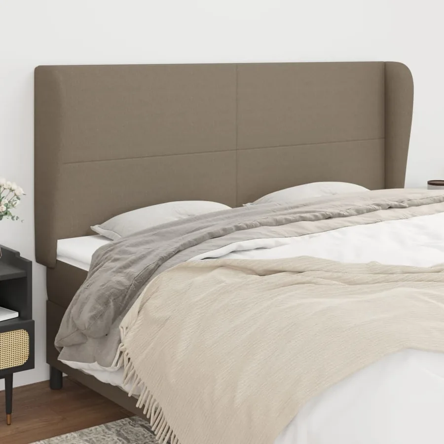 Tête de lit avec oreilles Taupe 203x23x118/128 cm Tissu