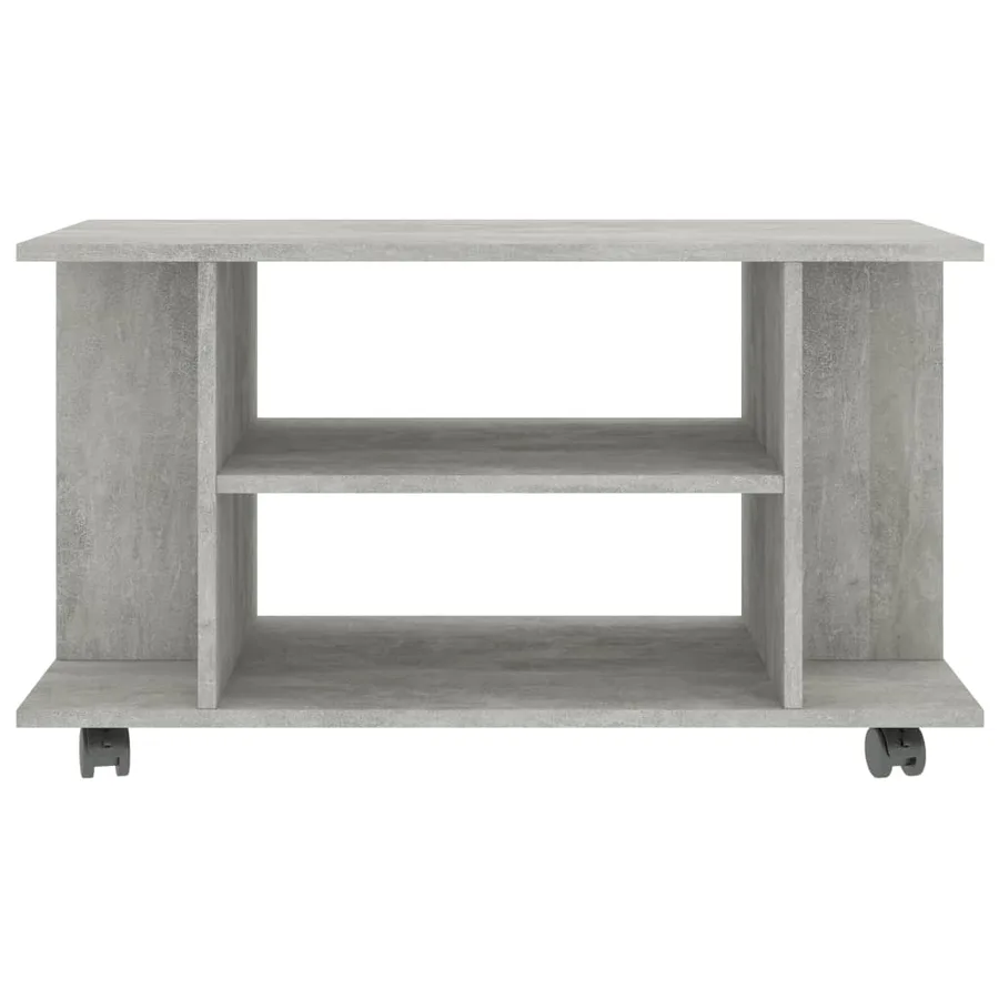 Meuble TV et roulettes gris béton 80x40x45 cm bois d'ingénierie - 4
