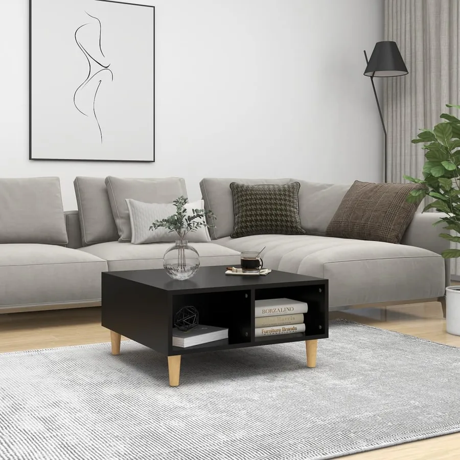 Table basse noir 60x60x30 cm bois d'ingénierie
