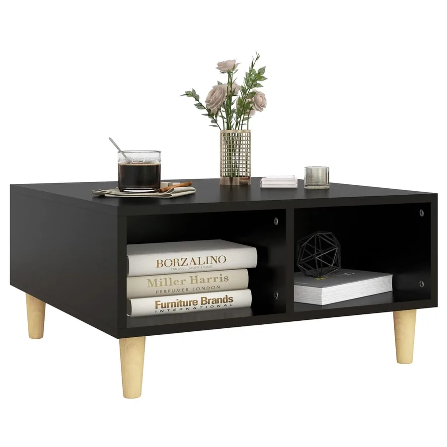 Table basse noir 60x60x30 cm bois d'ingénierie - 3