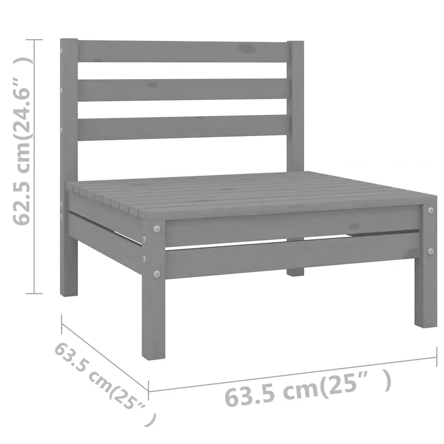 Salon de jardin 4 pcs Gris Bois de pin massif - 7