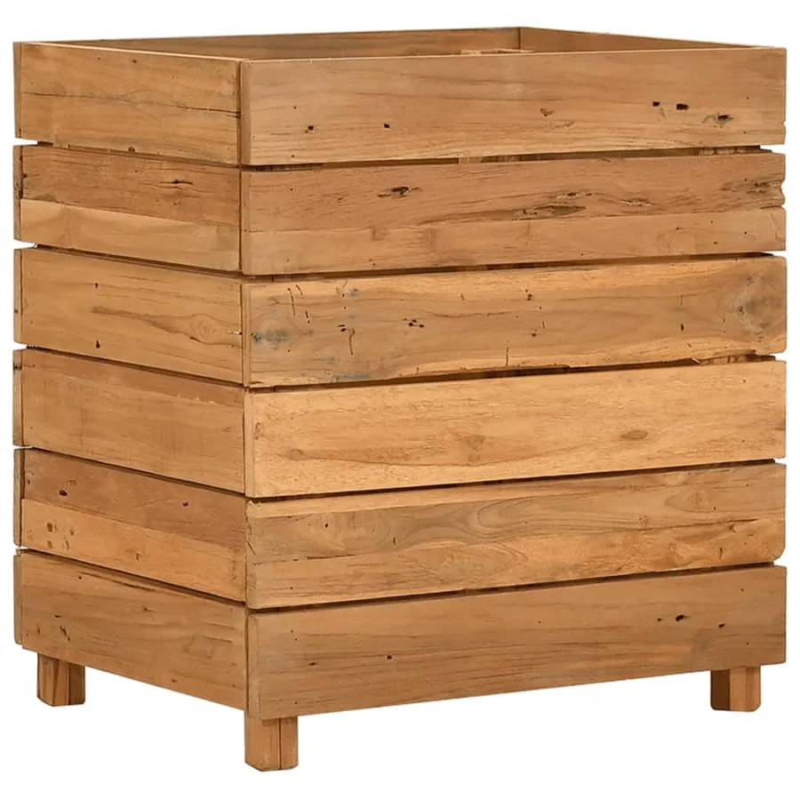 Lit surélevé 50x40x55 cm bois de teck recyclé et acier - 10