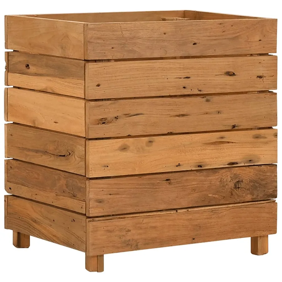 Lit surélevé 50x40x55 cm bois de teck recyclé et acier - 11