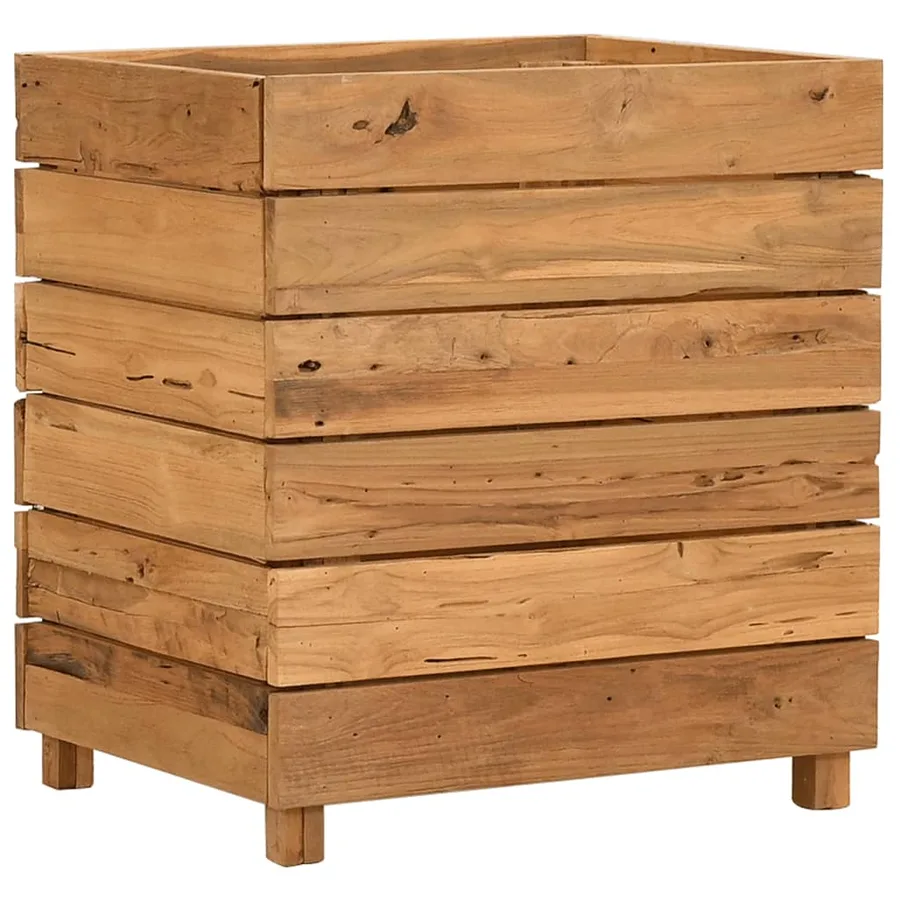 Lit surélevé 50x40x55 cm bois de teck recyclé et acier - 12