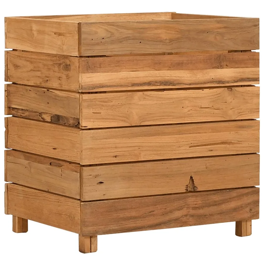 Lit surélevé 50x40x55 cm bois de teck recyclé et acier - 2