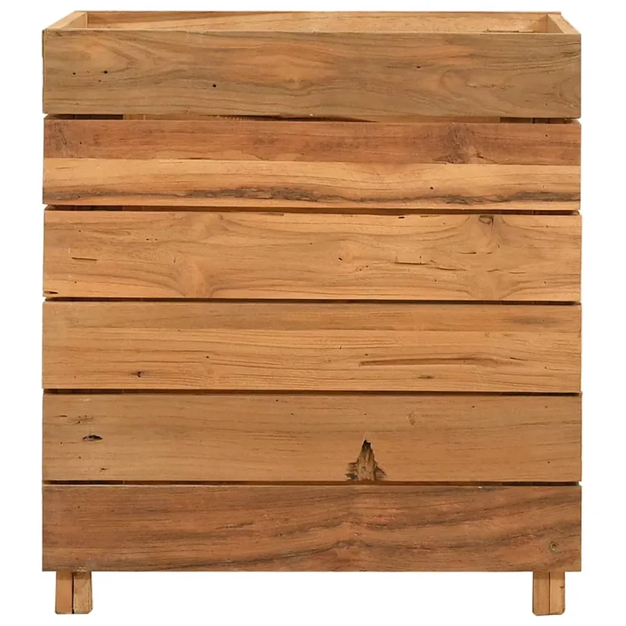 Lit surélevé 50x40x55 cm bois de teck recyclé et acier - 3